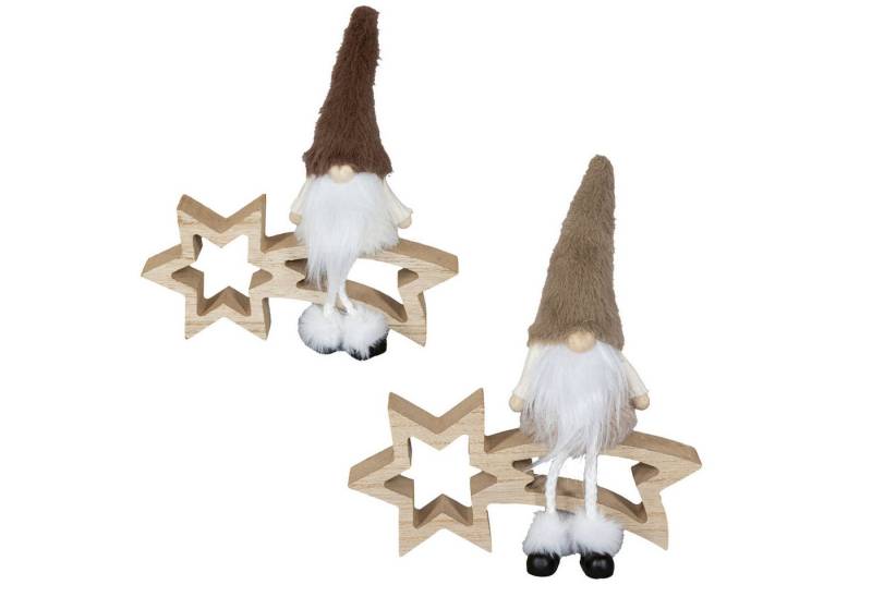 HGD Dekofigur Wichtel sitzend auf Sternschnuppe - 2er Set - 16x19 cm - aus Holz, liebevoll gestaltet für Fensterbank, Regal oder festliche Tischdeko HGD Dekofigur Wichtel sitzend auf Sternschnuppe - 2er Set - 16x19 cm - aus Holz, liebevoll gestaltet für Fensterbank, Regal oder festliche Tischdeko von HGD