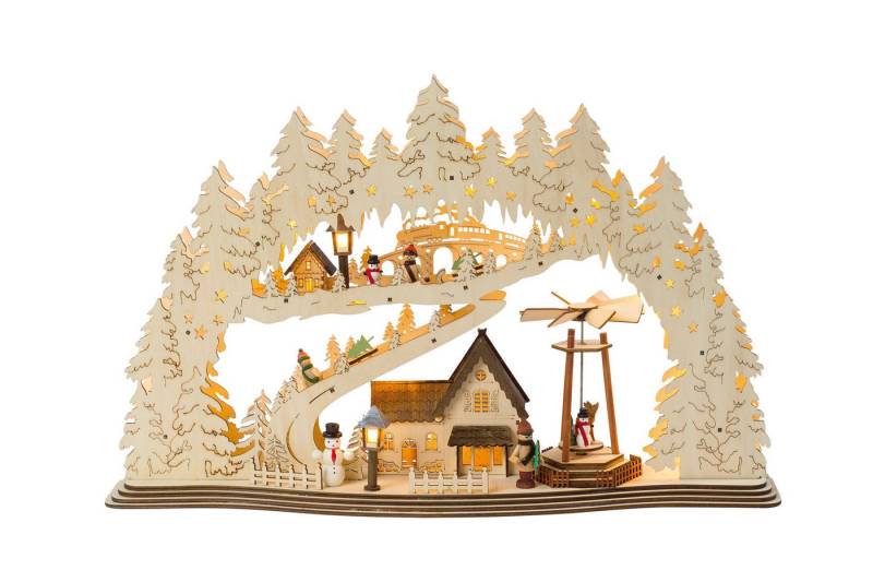 HGD LED Schwibbogen Lichterbogen - Stadt - aus Holz, detaillierte Holzarbeit - zum Dekorieren in der Weihnachtszeit von HGD