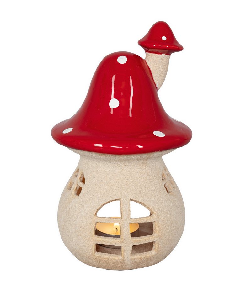 HGD Teelichthalter Fliegenpilz - 20,3 cm - aus Terracotta - für 1 Teelicht, ideal für Fensterbank, Sideboard oder Tisch - für jede Jahreszeit HGD Teelichthalter Fliegenpilz - 20,3 cm - aus Terracotta - für 1 Teelicht, ideal für Fensterbank, Sideboard oder Tisch - für jede Jahreszeit von HGD