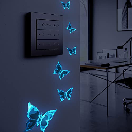 HGDESIGN® Wandtattoo Leuchtend Wandaufkleber leuchtsticker Blau Schmetterling Wohnzimmer Schlafzimmer Wanddeko (Variante A) von HGDESIGN