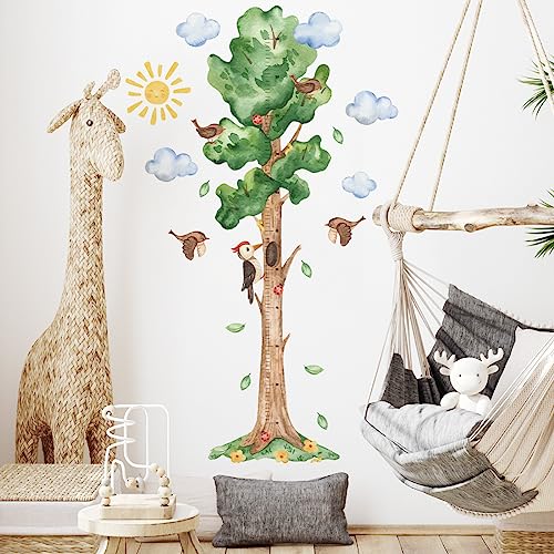 HGDESIGN® Wandtattoo Wandaufkleber Höhe Messlatte Maßband Baum Kinderzimmer Babyzimmer Kind Baby Junge Mädchen Wandsticker Wanddeko (Variante A) von HGDESIGN