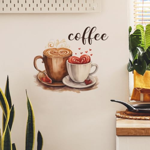 HGDESIGN® Wandtattoo Wandaufkleber Kaffee Zeit But First Coffee Eule Cappuccino Wandsticker Wanddeko für Küche Esszimmer (D) von HGDESIGN