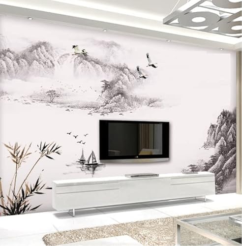 HGDESIGN® Wandtattoo Wandaufkleber Landschaft Berge Chinesisch Malerei Wohnzimmer Schlafzimmer Wandsticker Home Dekor Wanddeko Selbstklebend von HGDESIGN