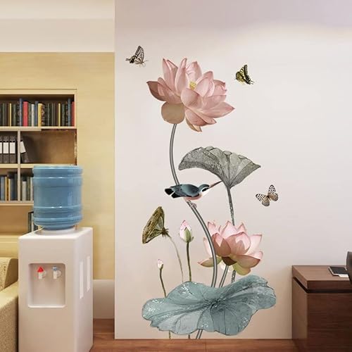 HGDESIGN® Wandtattoo Wandaufkleber Lotus Rosa Pink Wohnzimmer Schlafzimmer Wandsticker Wanddeko von HGDESIGN