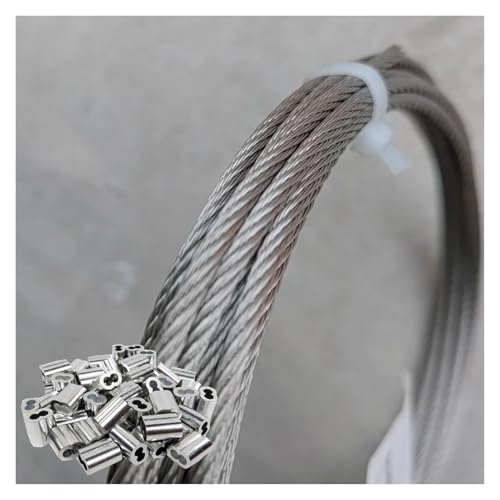 HGDNNDEOP Edelstahl-Drahtseil, 6 mm, Stahldrahtseil, Geländer, Zaun, unsichtbares Diebstahlschutznetz, DIY-Drahtseil, Drahtseil-Set(6mm/100m) von HGDNNDEOP