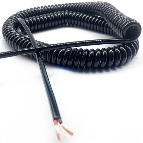 Spiral Spring Cord Retractable Power Cable 2 Core 1.5mm² Stretch 1.25 To 9 meters(Stretch 1.25 meters) von HGDNNDEOP