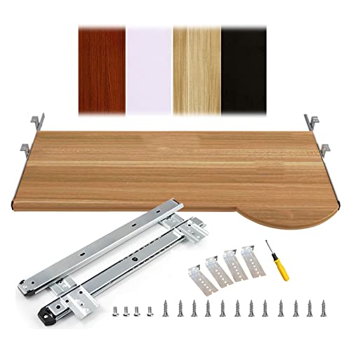 Tastatur-Klemmschienen-Set, Tastaturhalterung, verschiebbare Tastaturablage for den Home-Office-Schreibtisch, Teakholz-Ablage unter dem Schreibtisch mit Mauspad, 60 x 26 cm(Walnut 60*26Cm,Walnut) von HGDNNDEOP