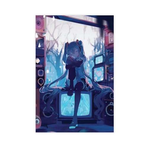HGEIK Anime-Poster, Motiv: Mädchen Hatsune Miku, Leinwandposter, Wandkunst, Dekordruck, Bild, Gemälde für Wohnzimmer, Schlafzimmer, Dekoration, 50 x 75 cm, 2 Stück HGEIK Anime-Poster, Motiv: Mädchen Hatsune Miku, Leinwandposter, Wandkunst, Dekordruck, Bild, Gemälde für Wohnzimmer, Schlafzimmer, Dekoration, 50 x 75 cm, 2 Stück von HGEIK