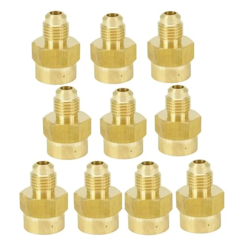 10pcs SAE Thread 7/16"-20UNF Fit Tube OD 1/4" x 1/4" NPT Female Brass SAE 45 Degree Pipe Fitting Adapter von HGETJOHXEM