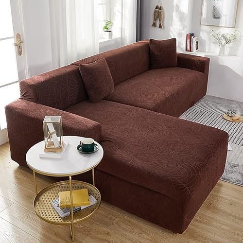 Jacquard Stretch Sofabezug - Wasserdichter Möbelschutz für Wohnzimmer - L-förmige Chaiselongue Eckbezüge - Staubdicht & Solid - Passend für die meisten Sofas von HGFE