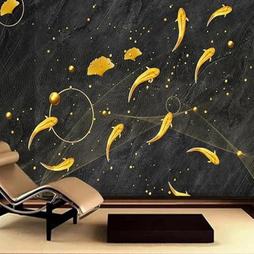 HGFHGD Wandbild 3D Wohnzimmer Dekorative Tapete Goldfisch Marmor Blattgold Innenwandkunst PVC Selbstklebende Papiermalerei HGFHGD Wandbild 3D Wohnzimmer Dekorative Tapete Goldfisch Marmor Blattgold Innenwandkunst PVC Selbstklebende Papiermalerei von HGFHGD