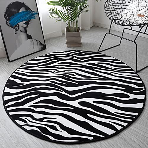 HGFHKL Schwarz und weiß Zebra Muster runder Teppich Wohnzimmer Teppich weiche rutschfeste Bodenmatte Kinder Schlafzimmer Teppich Wohnkultur von HGFHKL
