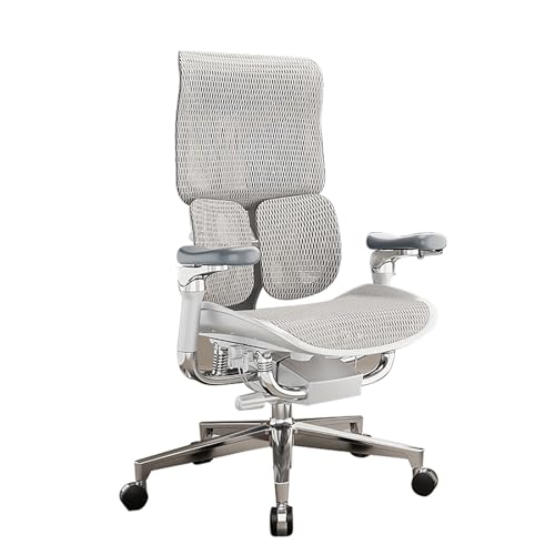 Bürostuhl mit Hängender Rückenlehne, Schreibtischstuhl 145° Verstellbar, Mit Massage-Lendenstütze and Cloud-Mesh Sitzkissen, Fürs Home-Office(Gray) von HGFVNFVKHA