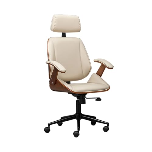 HGFVNFVKHA Bürostuhl Ergonomisch mit Höhenverstellung und Gebogenen Armlehnen, Office Chair mit Lendenkissen für Bequeme Unterstützung(White) von HGFVNFVKHA