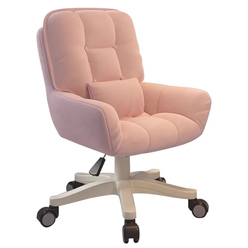 HGFVNFVKHA Bürostuhl mit Hebefunktion, Schreibtischstuhl mit Weichem Kissen und Doppellehne, Geeignet für Schlafsaal, Schlafzimmer, Schminktisch(Pink) von HGFVNFVKHA