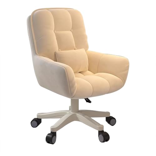 HGFVNFVKHA Bürostuhl mit Hebefunktion, Schreibtischstuhl mit Weichem Kissen und Doppellehne, Geeignet für Schlafsaal, Schlafzimmer, Schminktisch(White) von HGFVNFVKHA