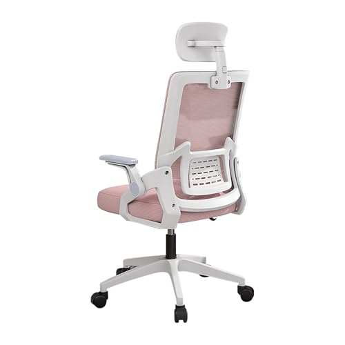 HGFVNFVKHA Bürostuhl mit Kopfstütze, Schreibtischstuhl mit Klappbaren Armlehnen und Lendenstütze, Ergonomischer Stuhl für Zuhause, Büro oder Studentenwohnheim(Pink) von HGFVNFVKHA