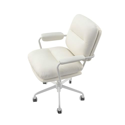 HGFVNFVKHA Ergonomischer Bürostuhl, Bürostuhl Ergonomisch mit breiter Sitzfläche und niedrigen Armlehnen, Geeignet für Zuhause und Studium(White) von HGFVNFVKHA