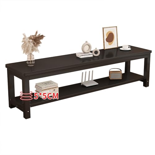 HGFVNFVKHA Kleiner TV Board mit Ablageregal, TV Tisch mit Verdickter Tischplatte und Abgerundeten Ecken, Geeignet für Wohnzimmer(Black,200x35x45) von HGFVNFVKHA