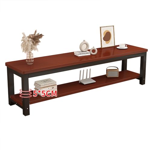 HGFVNFVKHA Kleiner TV Board mit Ablageregal, TV Tisch mit Verdickter Tischplatte und Abgerundeten Ecken, Geeignet für Wohnzimmer(Brown,140x35x45) von HGFVNFVKHA