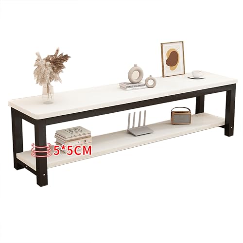 HGFVNFVKHA Kleiner TV Board mit Ablageregal, TV Tisch mit Verdickter Tischplatte und Abgerundeten Ecken, Geeignet für Wohnzimmer(White,140x35x45) von HGFVNFVKHA