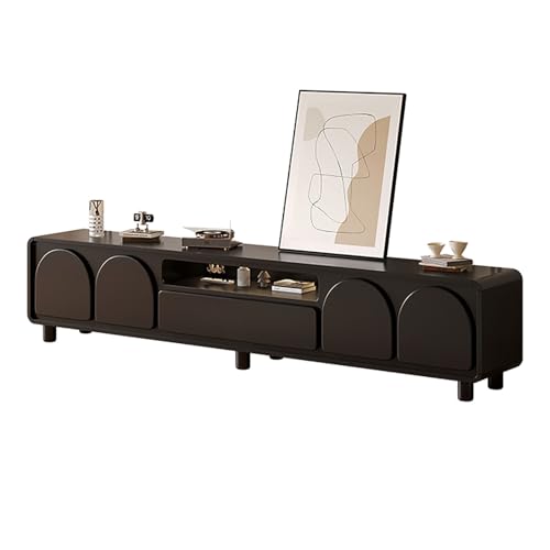 HGFVNFVKHA Leichter Luxus TV Board, Bogen-Design, Große Stauraumkapazität, TV Table, Unterhaltungsschrank mit Kabelmanagement(Black,70.9in/180cm) von HGFVNFVKHA