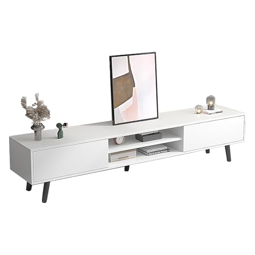HGFVNFVKHA Leichter Luxus TV Board, Schieferarbeitsplatten TV Möbel für Wohnzimmer, Glatte und Verschleißfeste Oberfläche, TV Board mit Schubladen und Regal zur Aufbewahrung(White,78.7in/200cm) von HGFVNFVKHA