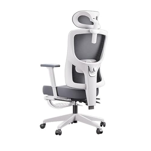HGFVNFVKHA Office Chair mit Atmungsaktivem Design, Bequemer Desk Chair mit Verstellbarer Lendenstütze und Fußstütze, Ergonomisch für Home Office(White) von HGFVNFVKHA