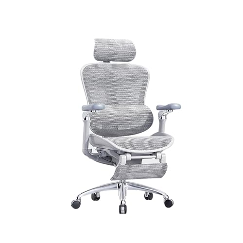 HGFVNFVKHA Office Chair mit Mesh-Rückenlehne, Ergonomic Chairs mit Kopfstütze, 145° Verstellbarer Computerstuhl mit Großem Sitz für Büro und Home Office(White) von HGFVNFVKHA
