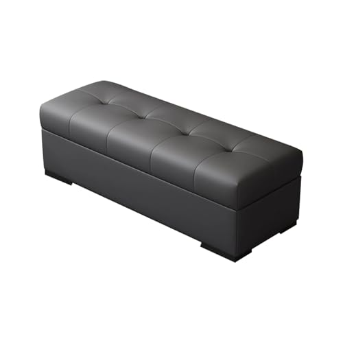 HGFVNFVKHA Sitzbank mit Stauraum, Sitzbank Schlafzimmer mit Leisen Stuhlbeinen, Gasdruck Unterstützung, Ottomane für das Wohnzimmer mit Glatten Ecken(Black,130cm/51.2in) von HGFVNFVKHA