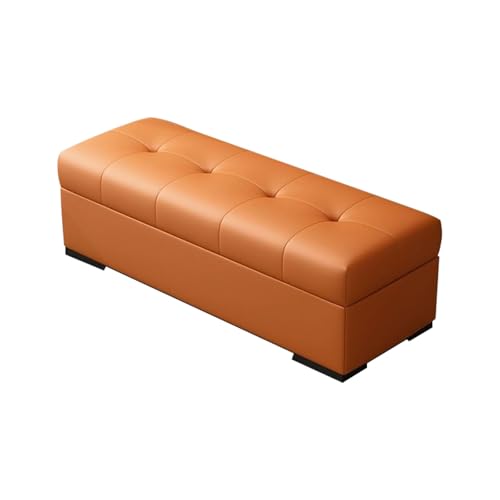 HGFVNFVKHA Sitzbank mit Stauraum, Sitzbank Schlafzimmer mit Leisen Stuhlbeinen, Gasdruck Unterstützung, Ottomane für das Wohnzimmer mit Glatten Ecken(Orange,130cm/51.2in) von HGFVNFVKHA