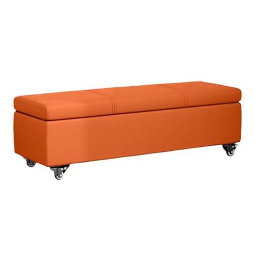 HGFVNFVKHA Sitzbank mit Stauraum, Sitzbank Schlafzimmer mit Universalrollen, Ottomane für das Wohnzimmer, Schafft Platz für die Familie(Orange,150cm/59.0in) von HGFVNFVKHA