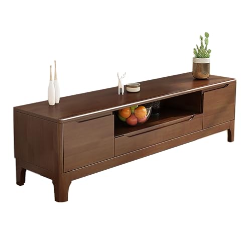 HGFVNFVKHA TV Lowboard mit Vollem Korpus, TV-Schrank mit Schubladen und Offenem Stauraum, Abgerundetes Eckdesign, Für Kleine Wohnzimmer und Schlafzimmer Geeignet(Brown,59.1in/150cm) von HGFVNFVKHA