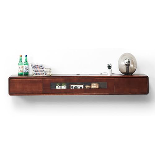 HGFVNFVKHA TV Schrank aus Massivholz, TV Table mit halb offenem Glasschrank, Ständer für Wohnzimmer und kleines Schlafzimmer, modernes schwebendes Design(Brown,78.7in/200cm) von HGFVNFVKHA