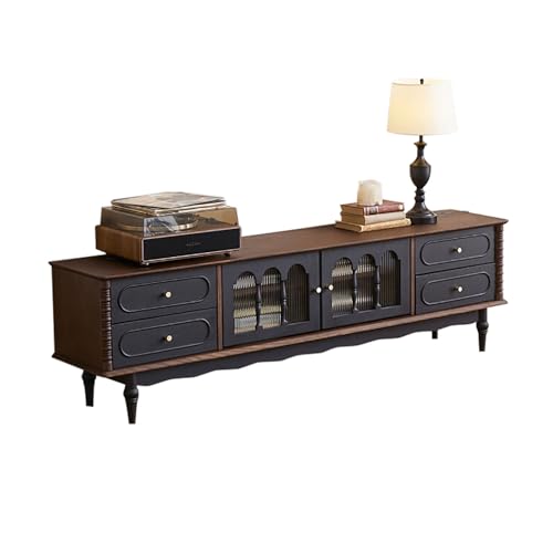 HGFVNFVKHA TV Schrank mit Glastüren, TV Table mit 57 cm Sichthöhe, Freistehender Ständer zur Aufbewahrung im Wohnzimmer(70.9in/180cm) von HGFVNFVKHA