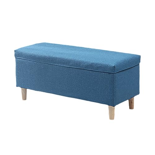HGFVNFVKHA Truhenbank mit Stauraum, Abnehmbarer Sitzbezug, Sitzbänke & -Truhen mit Stauraum, Ottomanen fürs Wohnzimmer in verschiedenen Größen und Farben(Blue,100cm/39.4in) von HGFVNFVKHA