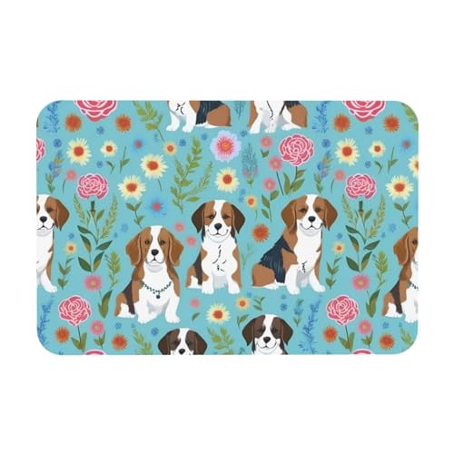 Badematte mit süßem Basset Hound Blumendruck, Kieselgur, rutschfeste Duschmatte für Küche, Badezimmer, Boden, leicht zu reinigen Badematte mit süßem Basset Hound Blumendruck, Kieselgur, rutschfeste Duschmatte für Küche, Badezimmer, Boden, leicht zu reinigen von HGFVY