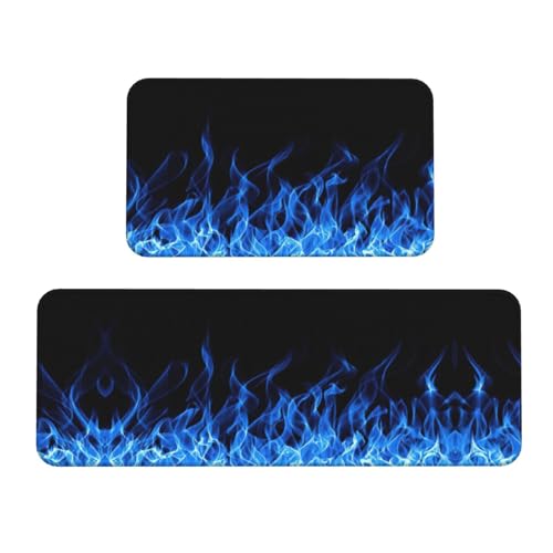 Blue Flame Küchenteppich, Weihnachtsmotiv, rutschfest, für Waschbecken, Waschküche, 2 Stück Blue Flame Küchenteppich, Weihnachtsmotiv, rutschfest, für Waschbecken, Waschküche, 2 Stück von HGFVY
