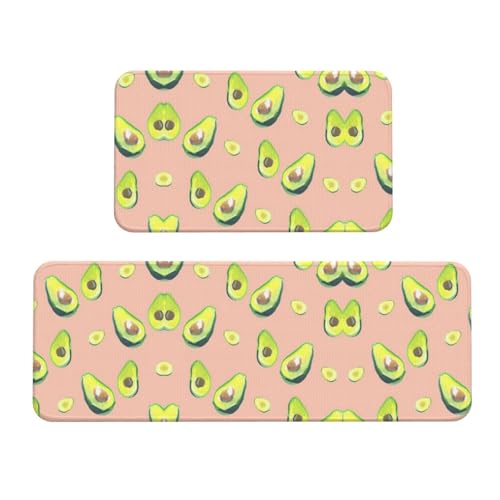 Viele Avocado-Bilder, Weihnachtsteppich, Set mit 2 rutschfesten Küchenmatten für Boden, Teppich für Waschbecken, Waschküche Viele Avocado-Bilder, Weihnachtsteppich, Set mit 2 rutschfesten Küchenmatten für Boden, Teppich für Waschbecken, Waschküche von HGFVY
