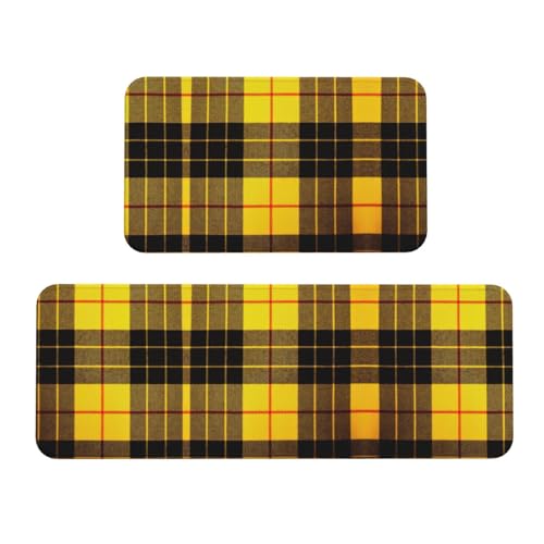 Weihnachtsteppich-Set, rutschfest, für den Boden, für Waschbecken, Waschküche, Gelb, Grau, Schwarz, kariert, 2 Stück Weihnachtsteppich-Set, rutschfest, für den Boden, für Waschbecken, Waschküche, Gelb, Grau, Schwarz, kariert, 2 Stück von HGFVY