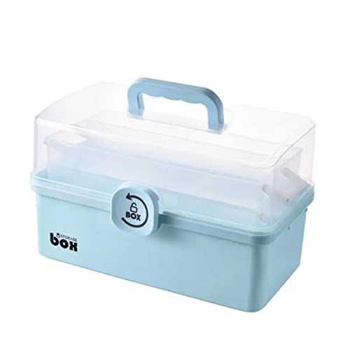 HGIFTHOMEH Multifunktionaler Medizinschrank mit Aufbewahrungsboxen und Organizer: Perfekt für Werkzeuge, Bastelmaterial und Erste-Hilfe-Ausstattung Plastic Storage Box (Blau30cm) von HGIFTHOMEH