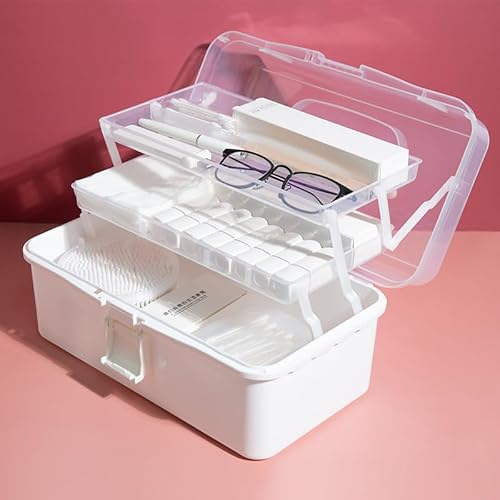 HGIFTHOMEH Multifunktionaler Medizinschrank mit Aufbewahrungsboxen und Organizer: Perfekt für Werkzeuge, Bastelmaterial und Erste-Hilfe-Ausstattung Plastic Storage Box (Weiß 32cm) von HGIFTHOMEH