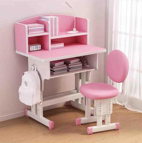 HGJHJJHK Einstellbarer Höhe für Studienschreibtisch mit Stuhlentwurfstisch mit Verbindung 、 Speicherschublade Multi -Funktion -Schreibtisch mit einstellbarem Stuhl, Pink von HGJHJJHK
