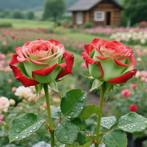 (HGJKYTFCDG) - Hybride Rosen Winterharte (strauchrose) - Duftende Strauchrosen mit Doppelfärbung - Garten und Balkon-2Rhizome-E von HGJKYTFCDG