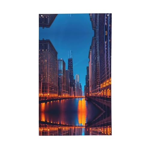 Dekorative Gartenflagge Chicago Night Print Indoor Outdoor Yard Veranda Terrasse Display Saisonales Design von HGKHadc