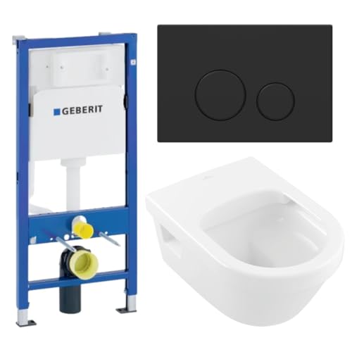 Duofix Spülkasten Drückerplatte schwarz matt Villeroy Boch Architectura WC spülrandlos Komplettset von HGMBAD
