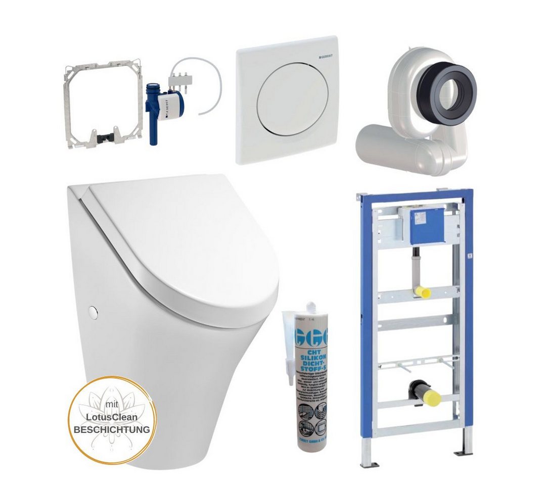 HGMBAD Urinal Urinal mit Deckel Geberit Vorwandelement Set, Keramik, Wasserspülung, Abgang hinten, (Spar-Set, Komplettset), SoftClose-Funktion von HGMBAD