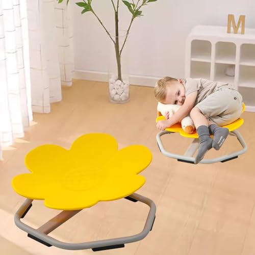 HGMMFZ Sensorischer Drehstuhl für Kinder Spielzeug für autistische 360°Wackelstuhl Kleinkinderfreundliche Metallbasis rutschfest Geeignet Alter von 3–12 Jahren Geburtstagsgeschenk (Gelb) von HGMMFZ