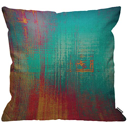 HGOD DESIGNS Abstrakter Kissenbezug, Vintage-Gefühl, gealterte Textur mit Farbe: Blau, Cyan, Gelb, Rot, Lila, Rosa, Kissenbezug für Wohnzimmer, Schlafzimmer, Sofa, Stuhl, 45 x 45 cm von HGOD DESIGNS