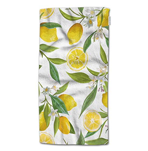 HGOD DESIGNS Badetuch Zitronenfrucht mit Blumen und Blättern Muster Badetuch Überwurf Decke Strandtuch 167 cm L x 32 W 30"x15" Towel-a2-2220 von HGOD DESIGNS